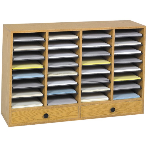 PEMBERLY ROW  Medium Oak Wood Adjustable 32 Compartment File Organizer
