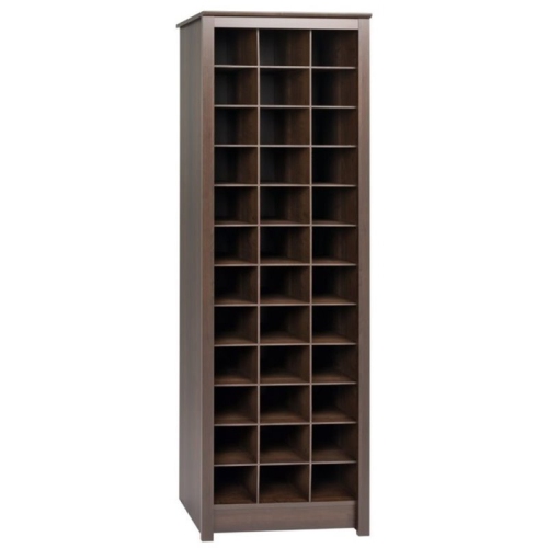 WRIGHT HOME  Transitional Wood 36 Cubby Shoe Storage Cabinet In Espresso