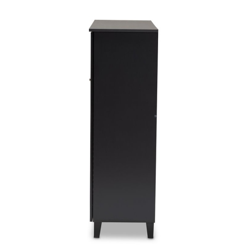Bowery Hill Contemporary Wood 11-Shelf and Drawer Shoe Cabinet in Dark Gray