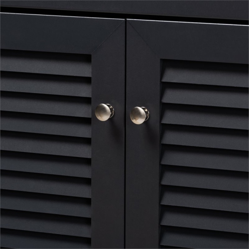 Bowery Hill Contemporary Wood 11-Shelf and Drawer Shoe Cabinet in Dark Gray