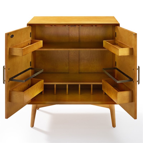 Pemberly Row 2 Door Bar Cabinet in Warm Acorn