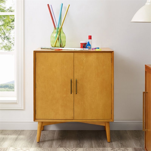 Pemberly Row 2 Door Bar Cabinet in Warm Acorn