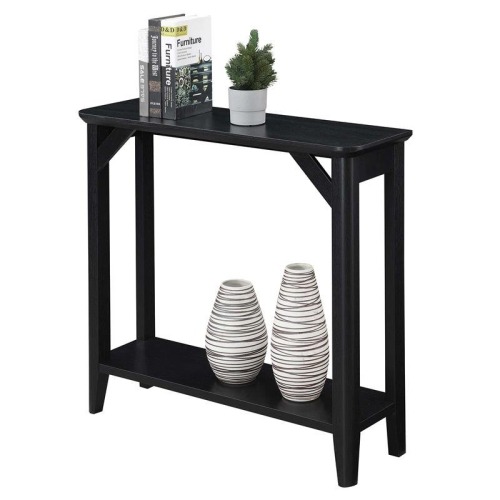 Convenience Concepts Winston Hall Table with Shelf in Black Wood Finish
