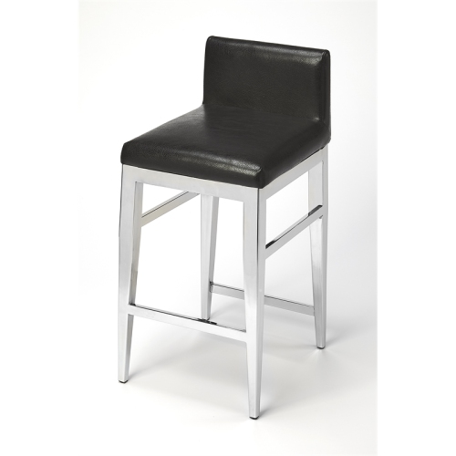 BEAUMONT LANE  Stainless Steel Faux Leather Counter Stool In Silver