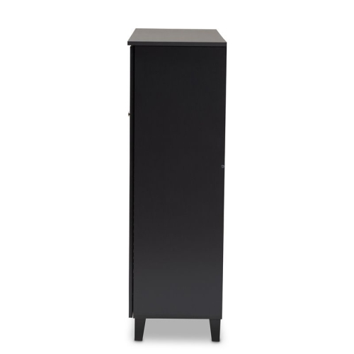 Baxton Studio Coolidge Wood 11-Shelf and Drawer Shoe Cabinet in Dark Gray