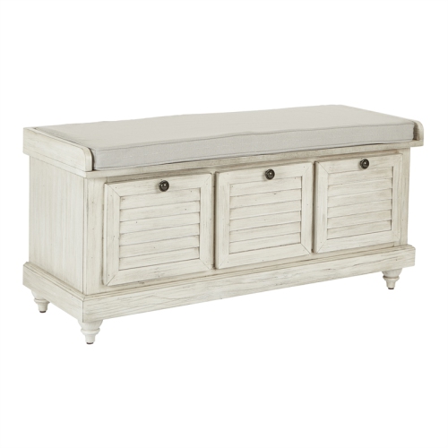 OFFICE STAR  Dover Storage Bench In Wash By Osp Home Furnishings In White
