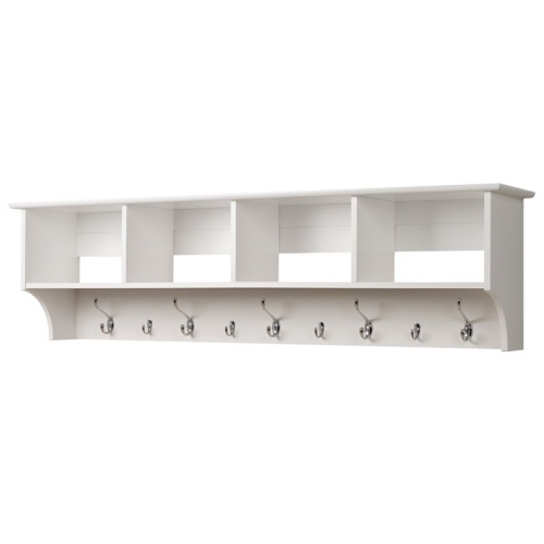 WRIGHT HOME Transitional Wood 9 Hook Wall Coat Rack In White