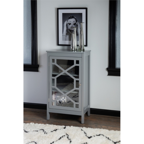 Linon Betty Small Wood and Glass Cabinet in Gray