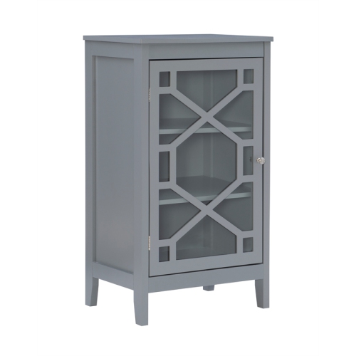 Linon Betty Small Wood and Glass Cabinet in Gray