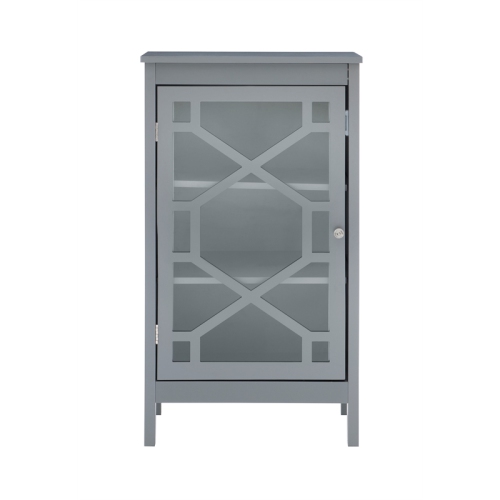 Linon Betty Small Wood and Glass Cabinet in Gray