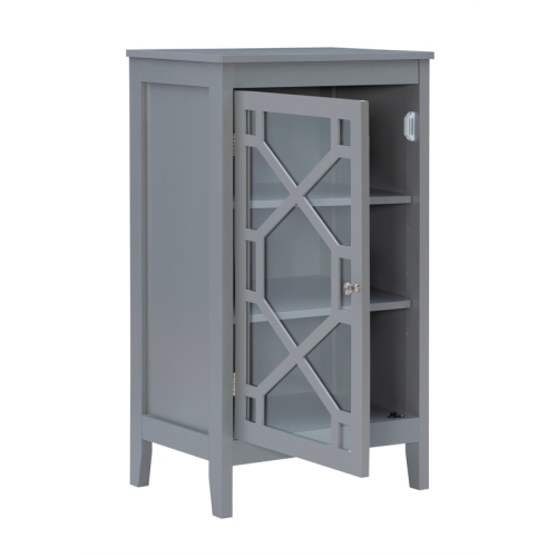 Linon Betty Small Wood and Glass Cabinet in Gray