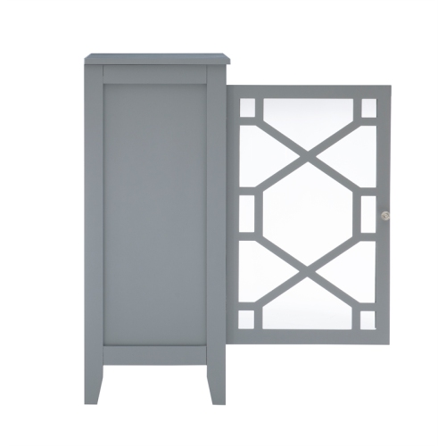 Linon Betty Small Wood and Glass Cabinet in Gray