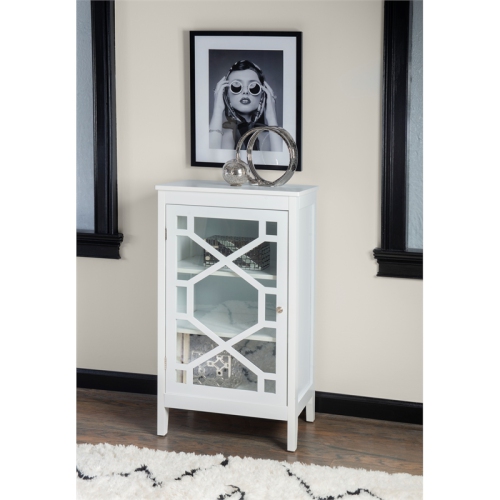 Linon Betty Small Wood and Glass Cabinet in White
