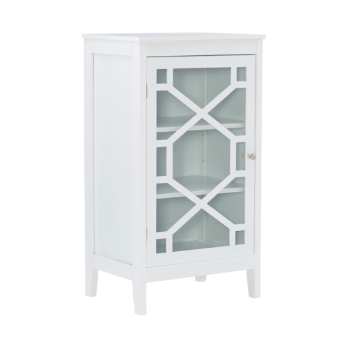 Linon Betty Small Wood and Glass Cabinet in White