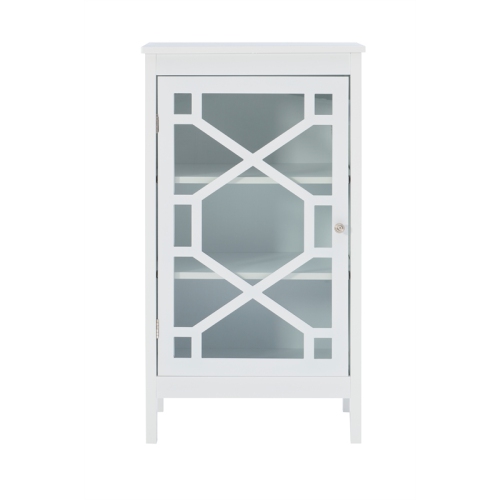 Linon Betty Small Wood and Glass Cabinet in White