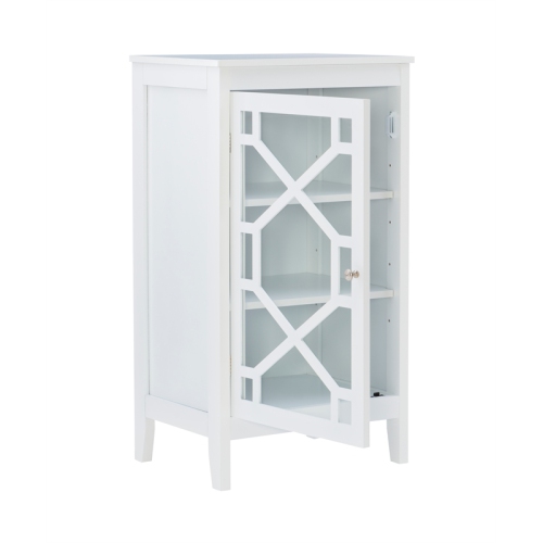 Linon Betty Small Wood and Glass Cabinet in White