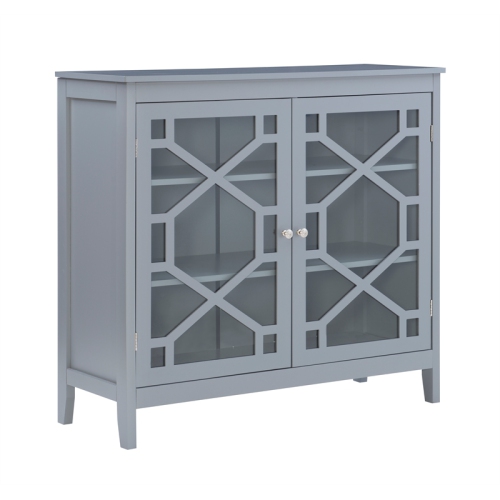 Linon Betty Wood and Glass Large Cabinet in Gray