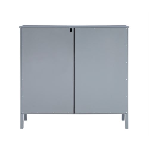 Linon Betty Wood and Glass Large Cabinet in Gray