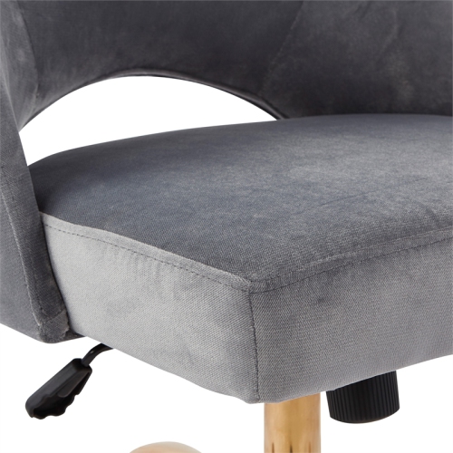 Lula Office Chair in Moonlit Gray Fabric with Rose Gold Base