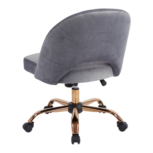 Lula Office Chair in Moonlit Gray Fabric with Rose Gold Base