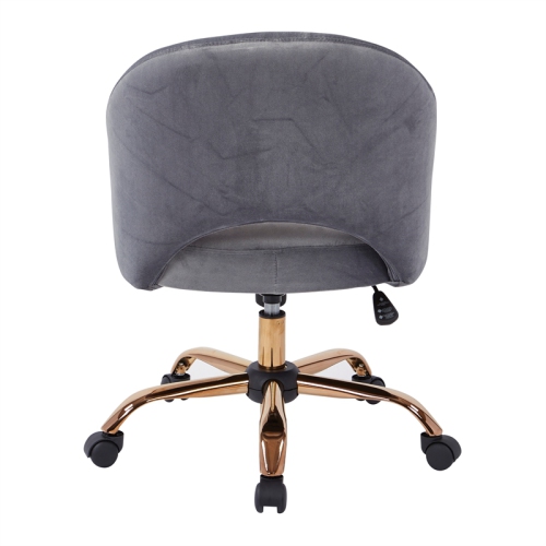 Lula Office Chair in Moonlit Gray Fabric with Rose Gold Base