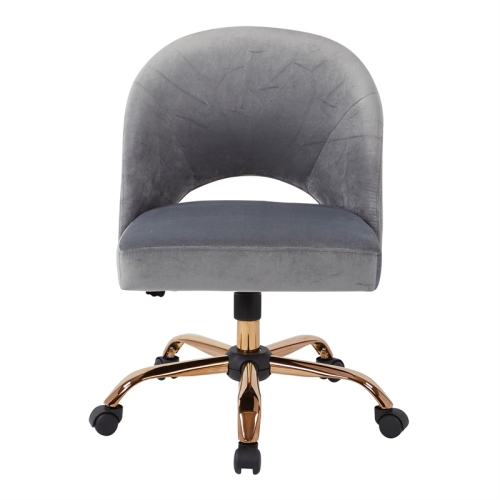 Lula Office Chair in Moonlit Gray Fabric with Rose Gold Base