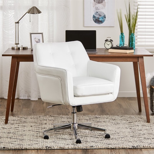 Scranton & Co Modern Home Office Chair White Bonded Leather