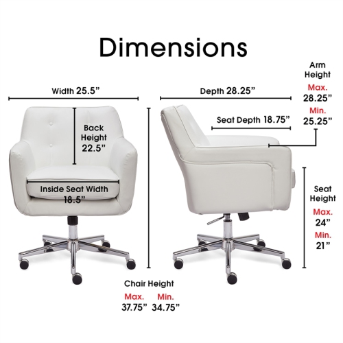 Scranton & Co Modern Home Office Chair White Bonded Leather