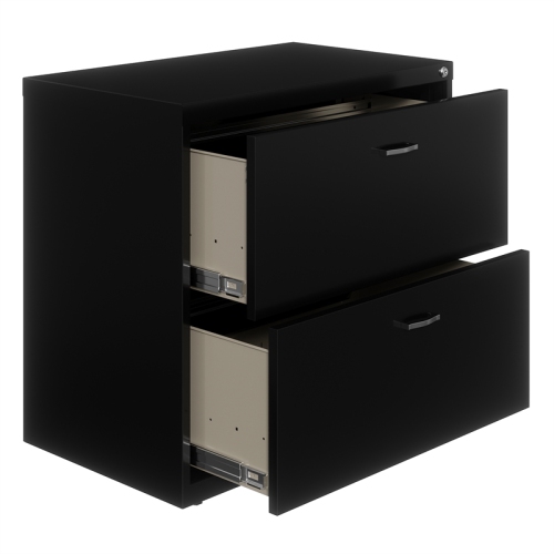 Hirsh Home Office Style Lateral Metal File Cabinet 30 in. Wide 2 Drawer Black