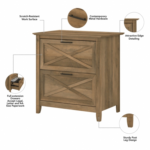 Key West 2 Drawer Lateral File Cabinet in Reclaimed Pine - Engineered Wood