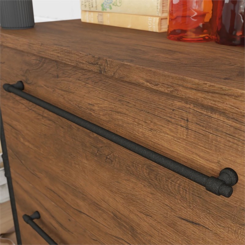 Sauder Iron City 2 Drawer Wooden Lateral File Cabinet in Checked Oak