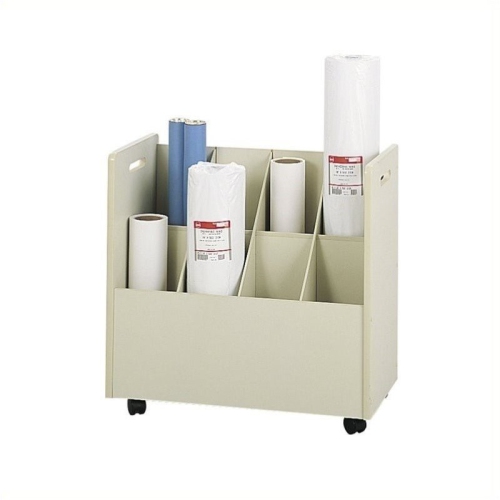 Scranton & Co Wood Mobile Roll Files 8 Compartments in Putty