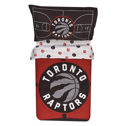 TORONTO RAPTORS  Nba 3-Piece Toddler Bedding Set, Reversible Comforter, Soft Cozy Warm Kids Basketball Bedding for Boys Or Girls, Pillowcase And