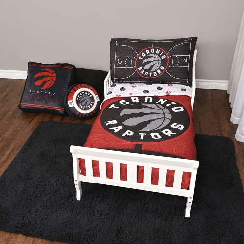 NBA Toronto Raptors 3-Piece Toddler Bedding Set, Reversible Comforter, Soft Cozy Warm Kids Basketball Bedding for Boys or Girls, Pillowcase and