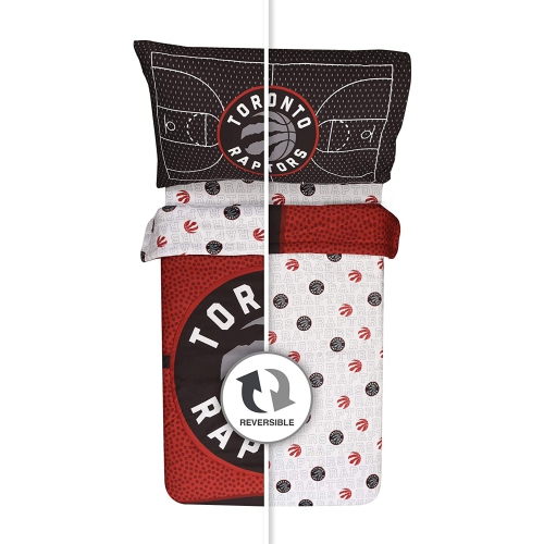NBA Toronto Raptors 3-Piece Toddler Bedding Set, Reversible Comforter, Soft Cozy Warm Kids Basketball Bedding for Boys or Girls, Pillowcase and