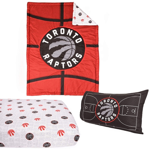 NBA Toronto Raptors 3-Piece Toddler Bedding Set, Reversible Comforter, Soft Cozy Warm Kids Basketball Bedding for Boys or Girls, Pillowcase and