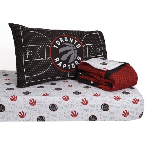 NBA Toronto Raptors 3-Piece Toddler Bedding Set, Reversible Comforter, Soft Cozy Warm Kids Basketball Bedding for Boys or Girls, Pillowcase and