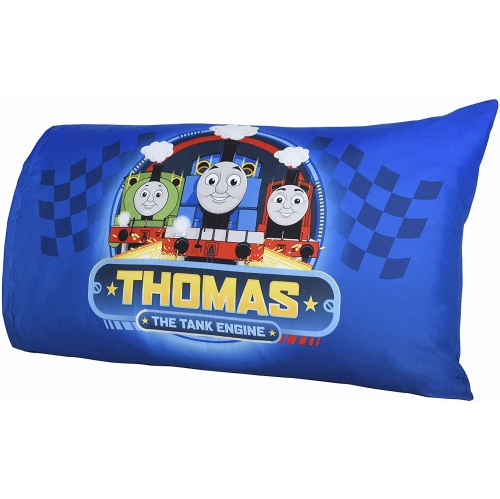 Literie 3 pièces lit de bébé standard Thomas the Tank pour enfants, couvre-lit réversible en microfibre douce, drap-housse et taie d'oreiller pour