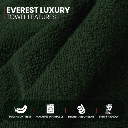 Canadian Linen Luxury Everest Hand Towels, 16”x28”, 6 Pack, Lightweight Quick Dry Soft Absorbent Cotton Kitchen Towels Set for Hair Salon Hunter Green