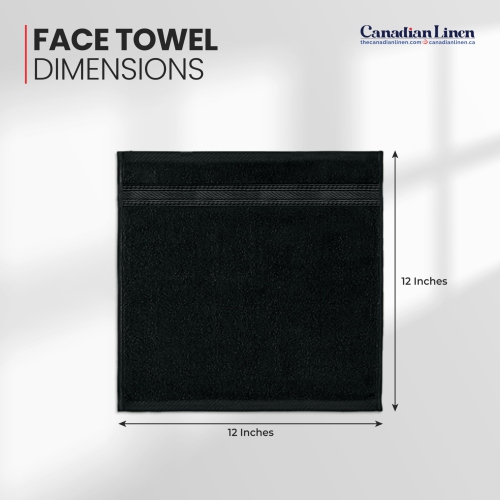 Canadian Linen 12 Pack Luxury Everest Washcloths, 12”x12”, Lightweight Quick Dry Soft Absorbent Cotton Fingertip Towels Set for Hair Salon, Spa, Black