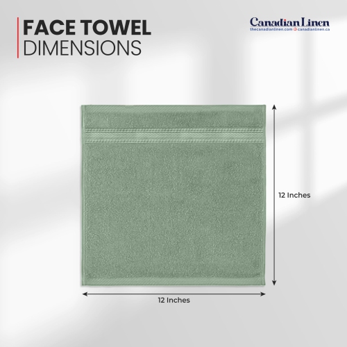 Canadian Linen 12 Pack Luxury Everest Washcloths, 12”x12”, Soft Absorbent Cotton Lightweight Quick Dry Face Cloth for Home, Guest Room Spa, Sage Green