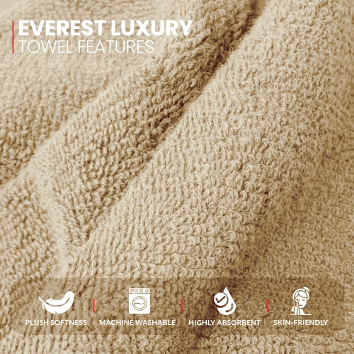 Canadian Linen 12 Pack Luxury Everest Washcloths, 12”x12”,Lightweight Quick Dry Soft Absorbent 100% Cotton Bars Hotel Cloth Set for Home Kitchen Beige