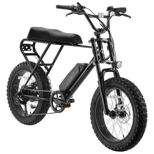 SWFT Zip Fat Tire Electric City Bike with up to 59.5km Battery Life - Black - Only at Best Buy