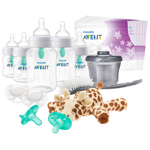 Philips Avent 9 oz./4 oz. Anti-Colic AirFree-Vent Bottle Essentials Gift Set with Snuggle Pacifier Holder