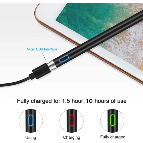 Stylus Pen for Touch Screens, Digital Pencil Active Pens Fine Point Stylist Compatible with iPhone iPad Pro and Other Tablet Black