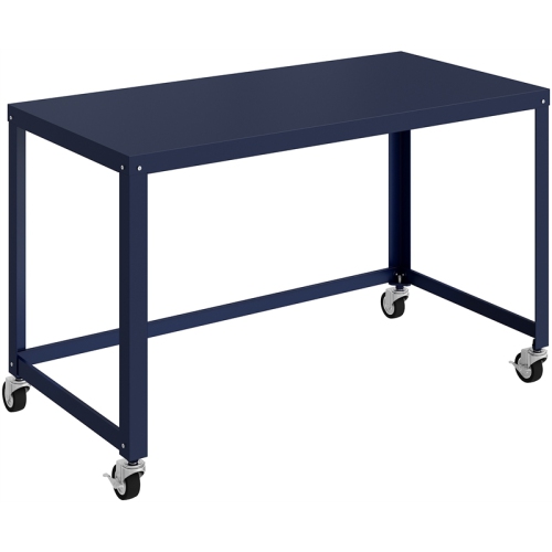 Space Solutions Ready-to-assemble 48 inch Wide Mobile Metal Desk - Navy