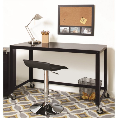 PEMBERLY ROW  Ready-To-Assemble 48-Inch Wide Mobile Metal Desk Black