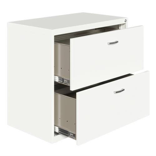Hirsh Home Office Style Lateral Metal File Cabinet 30 in. Wide 2 Drawer White
