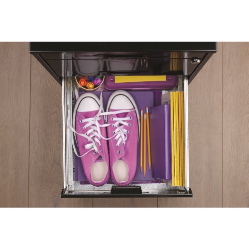 Space Solutions 3 Drawer Metal File Cabinet with Pencil Drawer Black