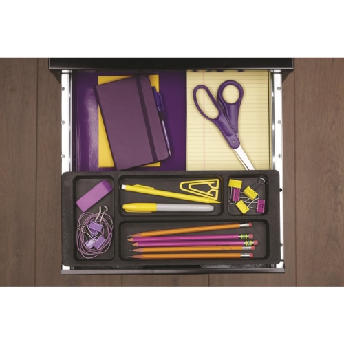 Space Solutions 3 Drawer Metal File Cabinet with Pencil Drawer Black